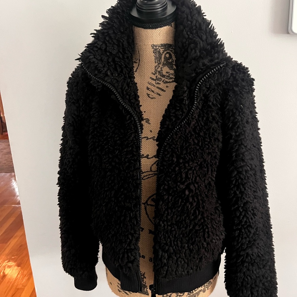 Zara Black Sherpa Bomber Jacket